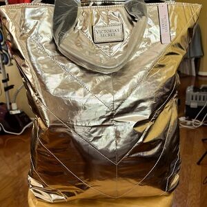 Victoria's Secret Limited Edition 2017 Metallic Rose Gold Tote Bag VS Travel NWT